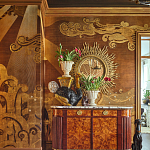 Обои ручная роспись в стиле Арт-деко Deco Dawn Bas Relief on Deep Rich Gold gilded paper варинант исполнения - 2 | Loft Concept в Челябинске