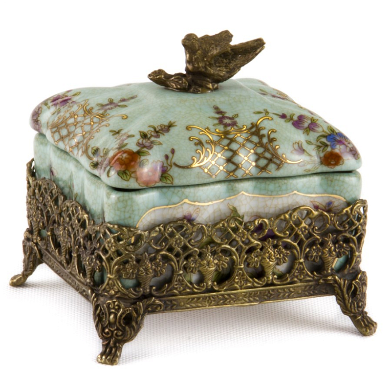 Шкатулка Casket Blue in Bronze Голубой пастельный Бронза Шкатулка Casket Blue in Bronze Голубой пастельный Бронза в Челябинске | Loft Concept