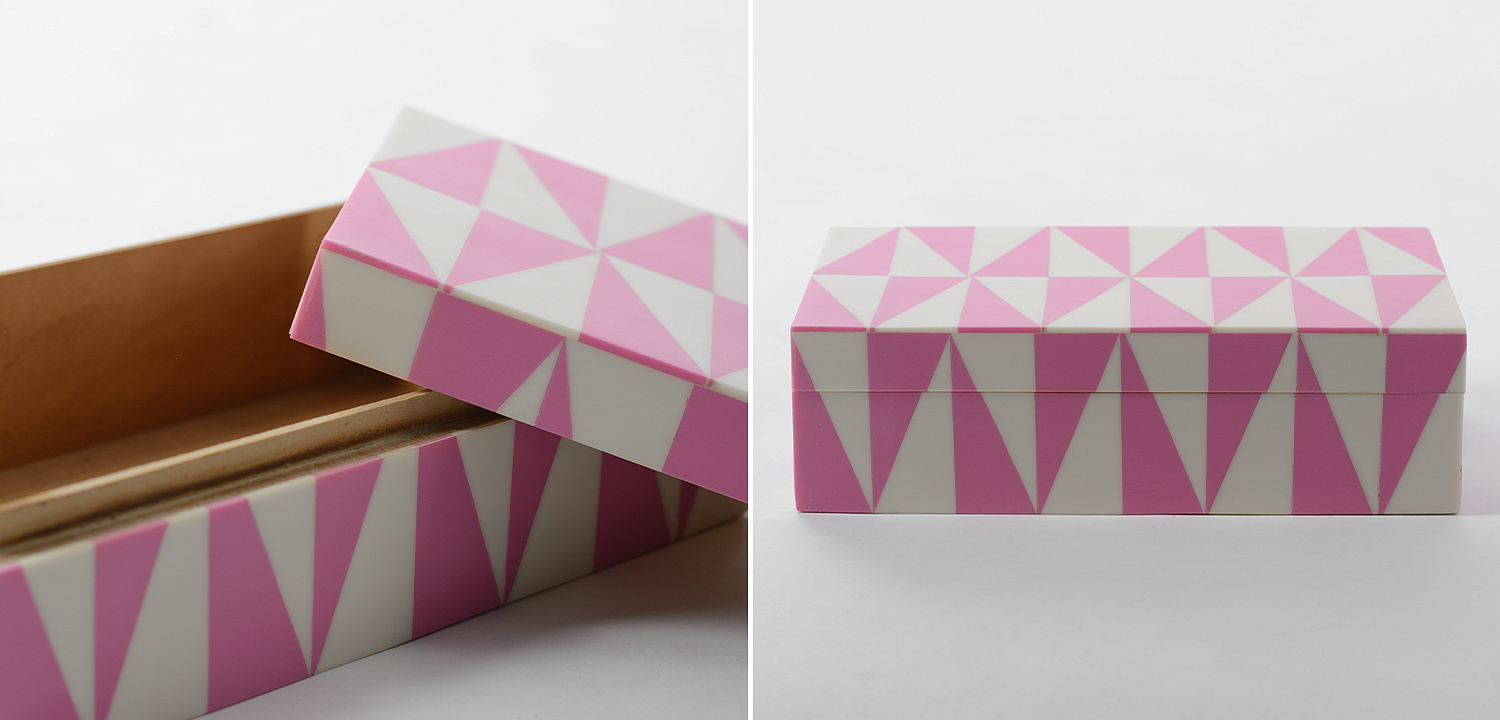 Шкатулка Pink Triangles Bone Inlay Box Шкатулка Pink Triangles Bone Inlay Box - Loft-Concept в Челябинске
