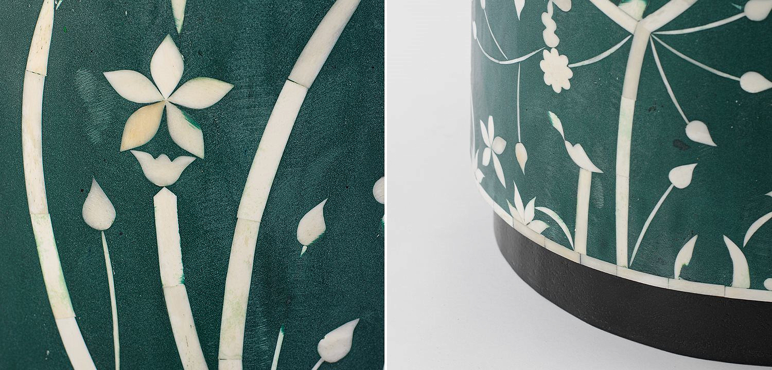 Табурет Green Flower Indian Bone Inlay stool Табурет Green Flower Indian Bone Inlay stool - Loft-Concept в Челябинске