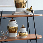 Ваза белая с крышкой и золотистыми фрагментами 24 см Chinoiserie Ceramics варинант исполнения - 4 | Loft Concept в Челябинске