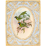 Декоративный постер с изображением птиц в раме с рельефным растительным узором Blooming Birds Poster варинант исполнения - 4 | Loft Concept в Челябинске