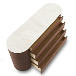 Дизайнерский комод овальной формы с белой столешницей и 4-мя ящиками Gioli варинант исполнения - 1 | Loft Concept в Челябинске