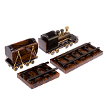 Часы настольные в виде паровоза из натурального камня Обсидиан Train Stone Clock варинант исполнения - 3 | Loft Concept в Челябинске