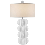 Настольная лампа белая с тканевым абажуром в форме цилиндра Morphing варинант исполнения - 3 | Loft Concept в Челябинске