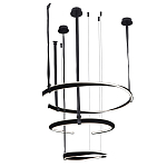 Люстра подвесная с 3-мя кольцами из кожаных ремней черного цвета Half Ring Horizontal  варинант исполнения - 2 | Loft Concept в Челябинске