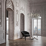 Люстра подвесная круглая с изогнутыми металлическими дугами и ниспадающими цепочками 65 см Atlantis Chain варинант исполнения - 18 | Loft Concept в Челябинске