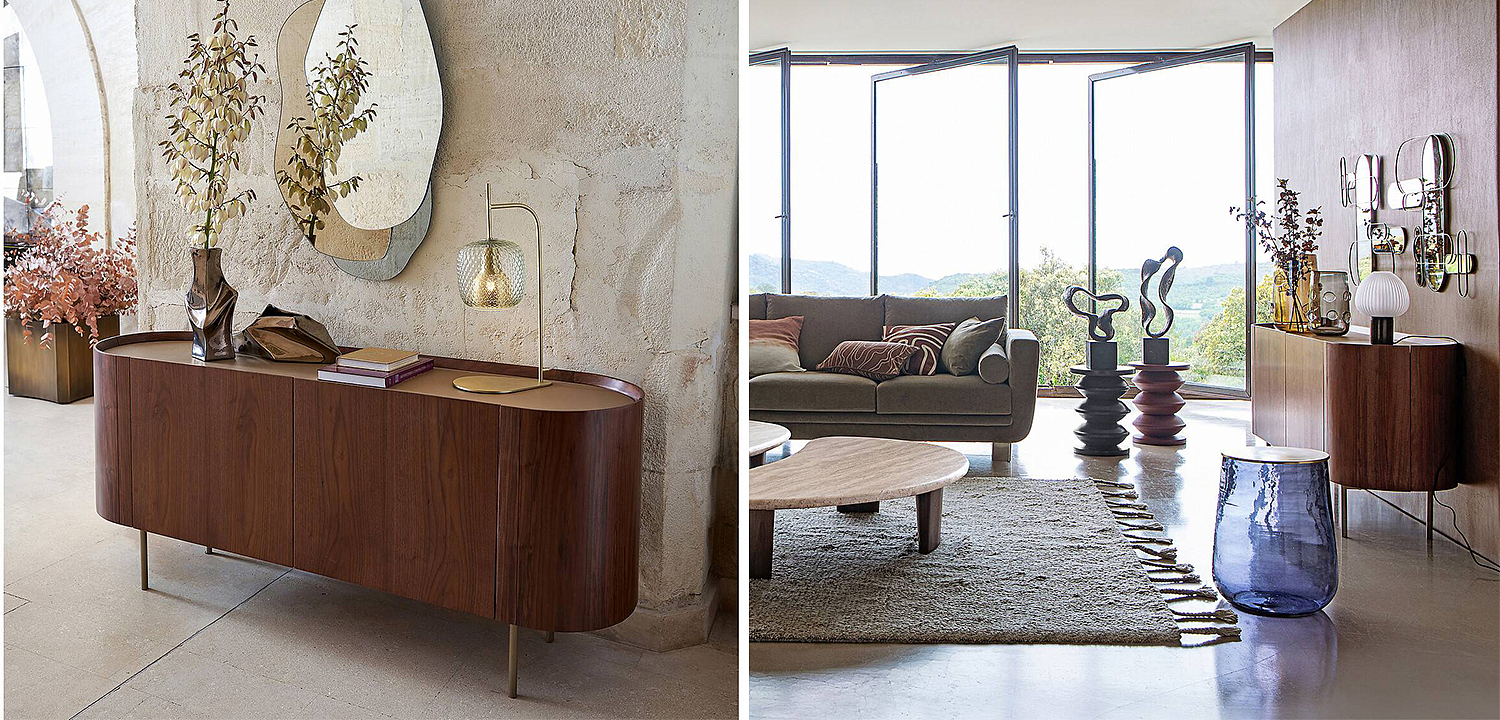Комод округлой формы Walnut and Leather массив ореха и столешница из натуральной кожи Комод округлой формы Walnut and Leather массив ореха и столешница из натуральной кожи - Loft-Concept в Челябинске