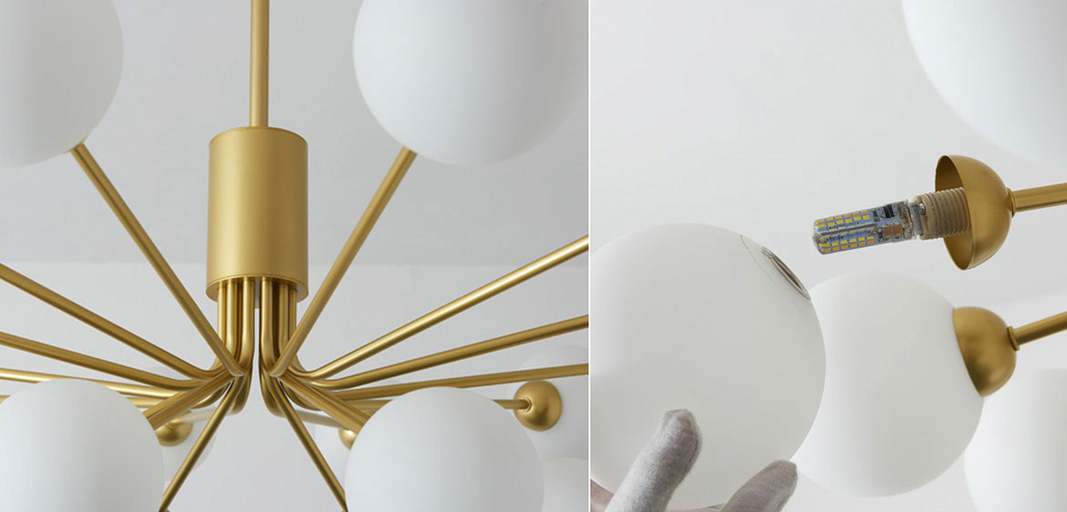 Люстра Berries Chandelier White Balloons Gold 18 Люстра Berries Chandelier White Balloons Gold 18 - Loft-Concept в Челябинске