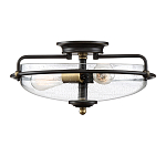 Потолочный светильник со стеклянным плафоном на изогнутых кронштейнах Quoizel  варинант исполнения - 4 | Loft Concept в Челябинске