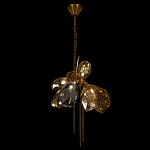 Люстра подвесная со стеклянными плафонами из дымчатого и золотистого с тремя вертикальными подвесками Gilded Mirage  варинант исполнения - 6 | Loft Concept в Челябинске