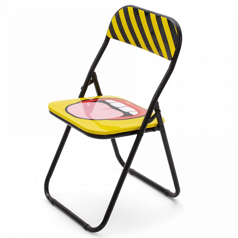 Стул Seletti Folding Chair Tongue Желтый Черный Стул Seletti Folding Chair Tongue Желтый Черный в Челябинске | Loft Concept
