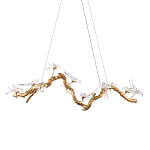 Люстра подвесная линейная с прозрачными стеклянными птичками на ветвях Serip Voa варинант исполнения - 1 | Loft Concept в Челябинске