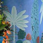 Обои ручная роспись Malwa Special Colourway on blue painted Xuan paper варинант исполнения - 2 | Loft Concept в Челябинске