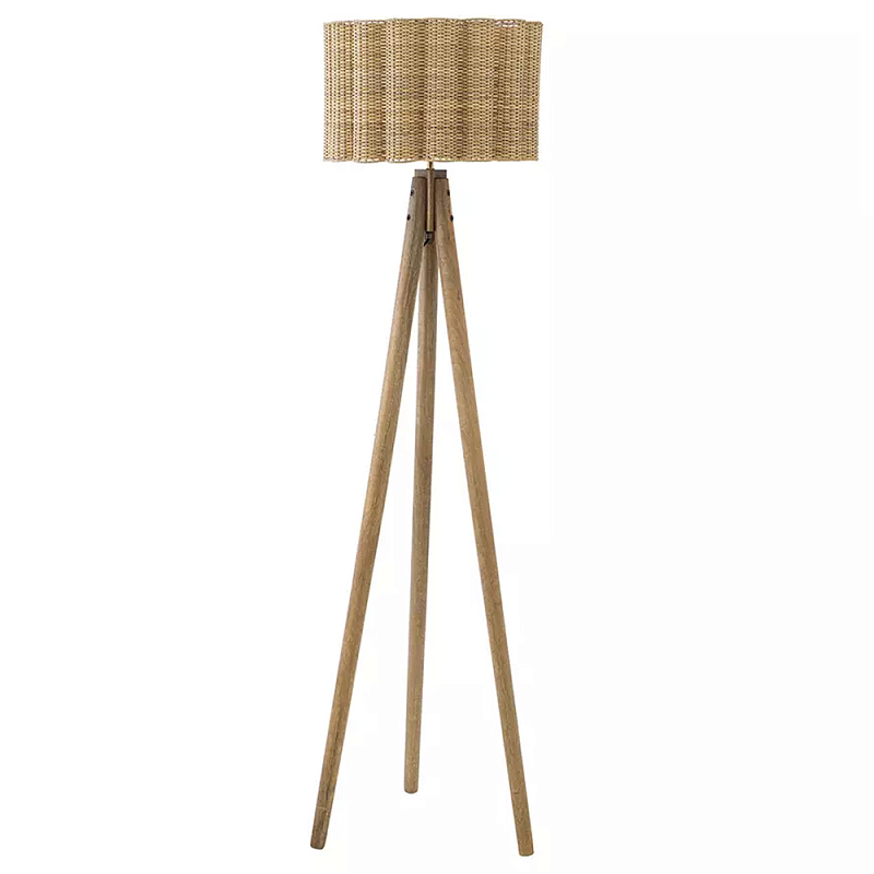 Торшер с плетеным абажуром на основании в виде треноги Lamp with Wicker Lampshade Бежевый Торшер с плетеным абажуром на основании в виде треноги Lamp with Wicker Lampshade Бежевый в Челябинске | Loft Concept