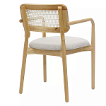 Стул обеденный с мягким сиденьем и спинкой из плетеного ротанга Wood and Textile Chair варинант исполнения - 3 | Loft Concept в Челябинске