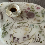 Журнальный стол из эпоксидной смолы с цветами White Flowers Epoxy Resin Coffee Table варинант исполнения - 4 | Loft Concept в Челябинске