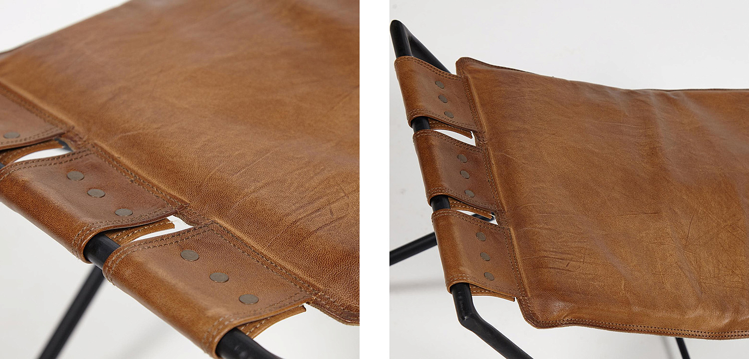 Табурет из кожи буйвола Industrial leather folding stool Табурет из кожи буйвола Industrial leather folding stool - Loft-Concept в Челябинске