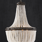 Люстра каплевидной формы декорированная нитями стеклянных бусин молочного цвета Bead threads варинант исполнения - 2 | Loft Concept в Челябинске