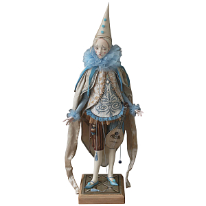 Авторская коллекционная интерьерная кукла Пьеро				