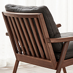 Кресло c каркасом из массива дерева и мягкой кожаной обивкой Walnut Armchair варинант исполнения - 9 | Loft Concept в Челябинске
