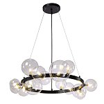 Люстра круглая подвесная с 15-ю прозрачными шарообразными плафонами из стекла Iona chandelier варинант исполнения - 8 | Loft Concept в Челябинске