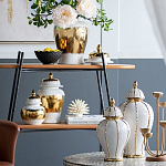 Ваза с золотыми полосами на белом фоне Chinoiserie Ceramics варинант исполнения - 4 | Loft Concept в Челябинске