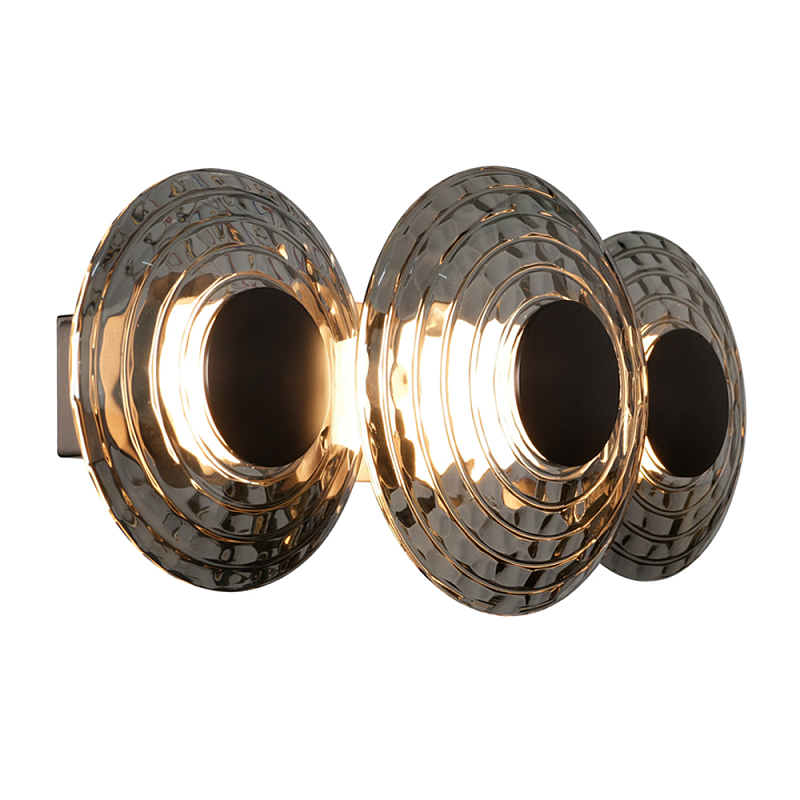 Бра из трех стеклянных фактурных дисков Eyepiece Прозрачный Янтарный Дымчатый (Smoke) в Челябинске | Loft Concept 