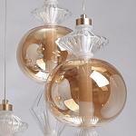 Люстра с плафонами из прозрачного и янтарного стекла в виде шаров и ромбов Gabriel Scott Luna варинант исполнения - 9 | Loft Concept в Челябинске