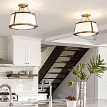 Потолочный светильник со светлым текстильным абажуром Hinkley варинант исполнения - 10 | Loft Concept в Челябинске