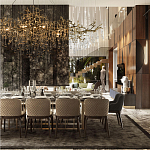 Подвесная люстра в виде ветвей деревьев золотого цвета с прозрачными подвесками-каплями 10 и 14 ламп Droplet Chandelier варинант исполнения - 7 | Loft Concept в Челябинске