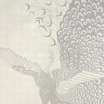 Обои ручная роспись в стиле Арт-деко Whistler Peacocks Special Colourway on 12 Carat White Gold gilded silk варинант исполнения - 2 | Loft Concept в Челябинске