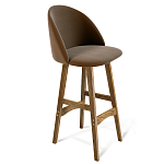 Барный стул со спинкой на 4-х деревянных ножках Коричневый Велюр Vendramin Chair  варинант исполнения - 1 | Loft Concept в Челябинске