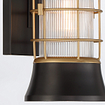 Настенный фонарь цилиндрической формы с рифленым стеклом в золотом каркасе на черном прямоугольном основании Eurofase варинант исполнения - 14 | Loft Concept в Челябинске