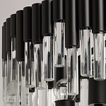 Люстра круглая из матового черного металла с подвесками из прозрачных стеклянных трубок Noir Tubes варинант исполнения - 7 | Loft Concept в Челябинске