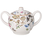 Чайный сервиз из фарфора белый с рисунком цветов на 6 персон 14 предметов Garden Whisper Porcelain Set  варинант исполнения - 3 | Loft Concept в Челябинске