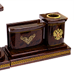 Настольный письменный набор с часами и визитницами из природного камня обсидиана Royal Present варинант исполнения - 3 | Loft Concept в Челябинске