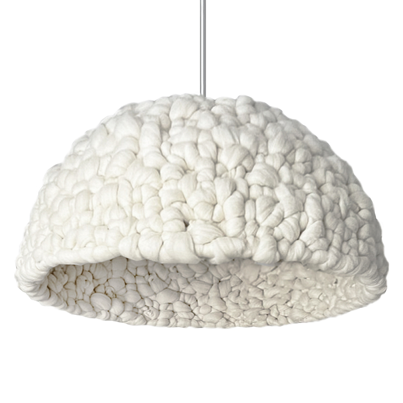 Вязаный подвесной светильник из шерсти Dome Wool Lamp Белый Вязаный подвесной светильник из шерсти Dome Wool Lamp Белый в Челябинске | Loft Concept