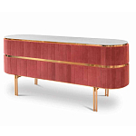 Дизайнерский комод овальный с розовой бархатной обивкой Edith варинант исполнения - 1 | Loft Concept в Челябинске