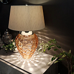 Настольная лампа с фактурным стеклянным основанием красного цвета с хромированной деталью у горловины и белым абажуром из искусственного шёлка Elstead Lighting варинант исполнения - 2 | Loft Concept в Челябинске