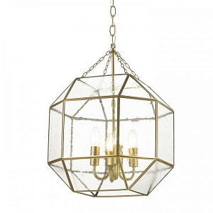 Подвесной светильник Glass & Metal Cage Pendant Gold 4