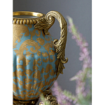 Ваза голубого цвета из фарфора с золотым растительным орнаментом и бронзовыми фигурками женщин Eden Garden porcelain and bronze варинант исполнения - 8 | Loft Concept в Челябинске