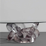 Дизайнерский журнальный стол с круглой прозрачной столешницей и основанием в виде цепи Hua Wang варинант исполнения - 1 | Loft Concept в Челябинске