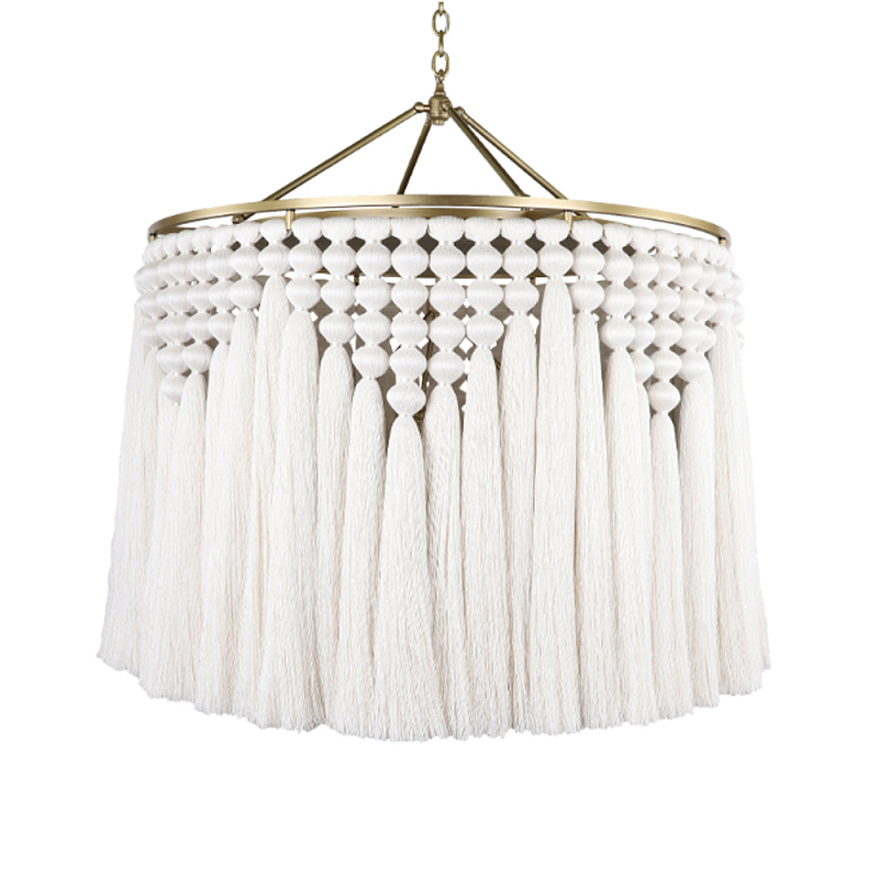 Люстра белая плетеная с кисточками Boho Tassel Chandelier Белый Латунь в Челябинске | Loft Concept 