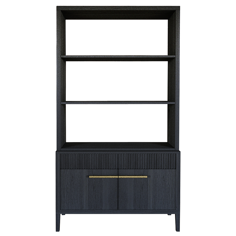 Стеллаж Primo с ящиками Черный дуб  Черный матовый в Челябинске | Loft Concept 