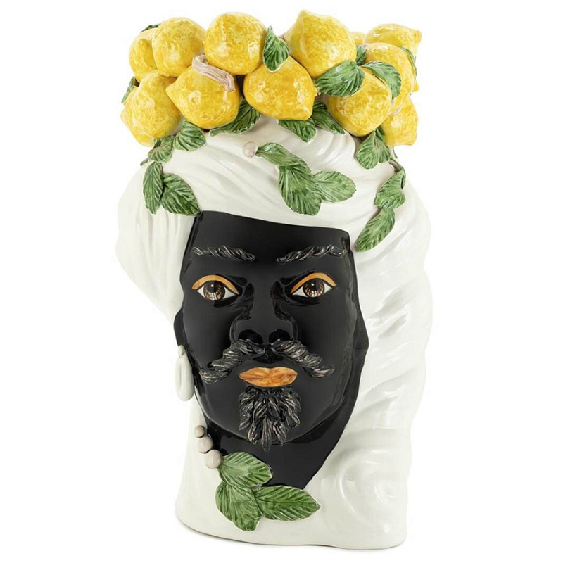 Ваза VASE LEMON HEAD MAN BIG Желтый Белый Ваза VASE LEMON HEAD MAN BIG Желтый Белый в Челябинске | Loft Concept