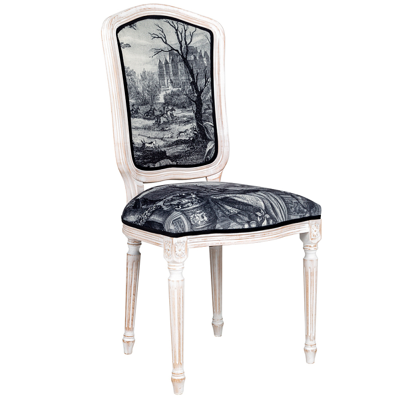 Стул Madrid Castle Stool Черно-белый Белый винтажная патина Стул Madrid Castle Stool Черно-белый Белый винтажная патина в Челябинске | Loft Concept