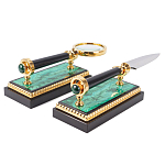 Настольный письменный набор из малахита и долерита с декором в виде герба России Leader Organizer варинант исполнения - 5 | Loft Concept в Челябинске