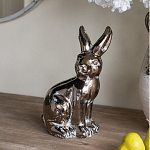 Статуэтка заяц из текстурированной терракоты и покрытый глянцевой краской под бронзу Rabbit Charm  варинант исполнения - 5 | Loft Concept в Челябинске