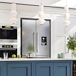 Подвесной светильник белого цвета с тремя геометрическими плафонами Alora Mood варинант исполнения - 12 | Loft Concept в Челябинске